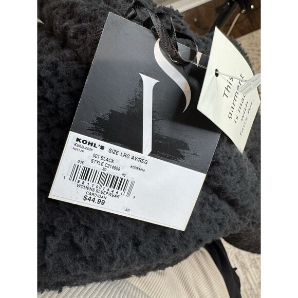 New Women's Simply Vera Vera Wang Cozy Sherpa Faux Fur Hooded Lounger Size L - Picture 6 of 6